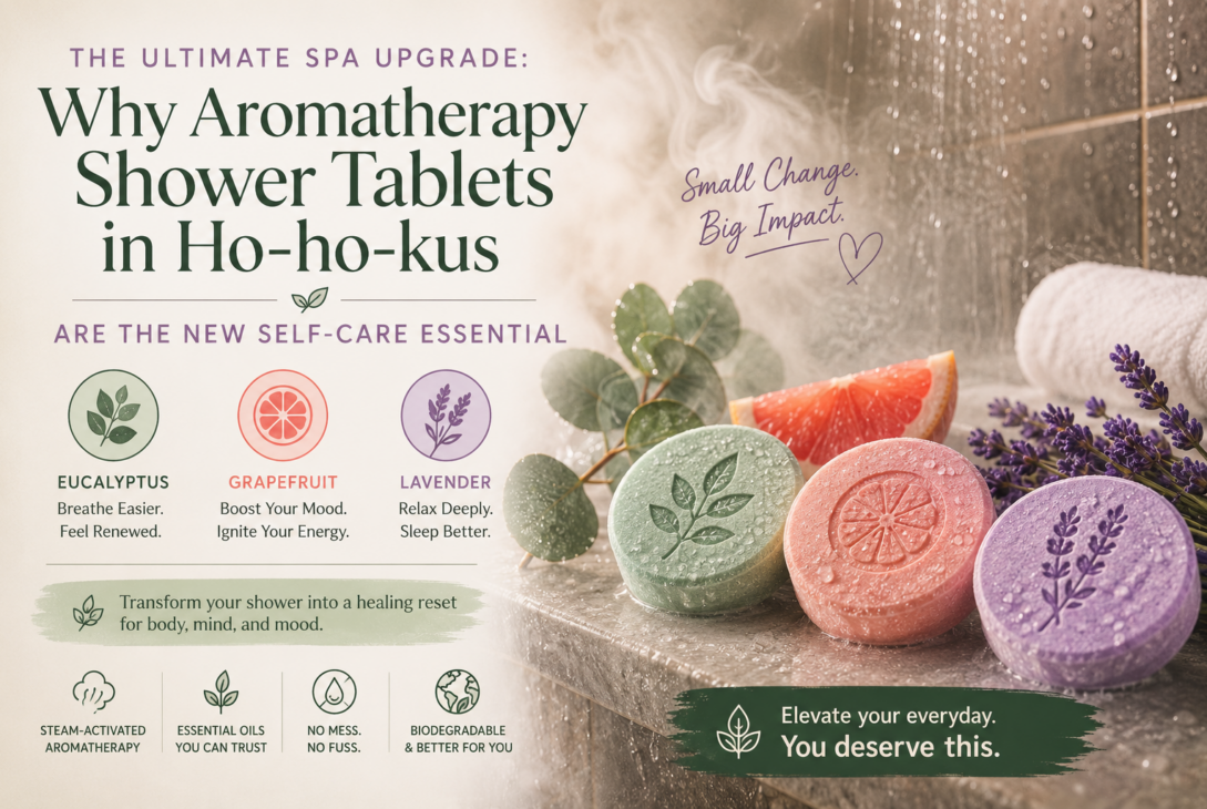 Aromatherapy Shower Tablets Ho-ho-kus offer a unique self-care option that fits into our hectic lives. With no time for spa days, our self-care time is limited. Aromatherapy Shower Tablets transform a shower into a healing reset for both body and mind. With no complicated setup, no diffusers, and no cleanup, transform your routine into a spa experience with a shower tablet. Just drop a tablet and let the steam release essential oils for a spa-quality shower experience. Why Steam-Based Aromatherapy Works So Well The effectiveness of these shower tablets depends on how steam interacts with essential oils. As hot water is poured, the room becomes steamy, aiding the diffusion of the oils into the atmosphere. This increases the intensity of the inhaled air compared to candles or passive diffusers. Inhalation therapy research has found that warm, humid air increases the uptake of volatile oils in the respiratory system and their rapid delivery to the sinuses and lungs. Shower steamers provide respiratory aromatherapy rather than essential oils, which can irritate the skin. Because steam enables rapid delivery of inhaled oils to the lungs, the oils are delivered effectively without the heaviness and residue common with oil applications. Eucalyptus Oil for Respiratory Relief and Rejuvenation Known to support the respiratory system, eucalyptus contains a compound called cineole, which has been shown to help reduce breathing difficulty and support sinus relief. Eucalyptus oils in a hot, steamy shower evoke a refreshing, cool experience. This is appreciated by users of eucalyptus oil for steam showers. It is particularly beneficial for people with allergies or respiratory infections due to its strong cooling and clearing properties. Eucalyptus oil enhances the oil's antibacterial properties, creating a cleansing, refreshing environment. Diffusing a clearing oil in the workspace can help to clear the morning fog and enhance concentration. Grapefruit Oil for Mood Improvement and Increased Energy Citrus oils are known for their uplifting properties, especially grapefruit essential oil. The limonene component of grapefruit is responsible for its positive effects on mood and mental clarity. Research has shown that the smell of orange oil promotes mental alertness and increases concentration, and also reduces feelings of fatigue. The grapefruit essential oil in the steamy shower creates a strong, refreshing scent that isn't too overpowering. For people who are very reliant on coffee to get going in the morning, a sense-awakening, refreshing start to the day is a perfect alternative to a more balanced, energising experience. Lavender: Deep Relaxation and Sleep Promotion Lavender is one of the most widely researched essential oils for its relaxation properties. Some studies have shown that inhaling lavender may decrease cortisol levels and promote relaxation and calmness before sleep. Placing a lavender-infused shower tablet in a warm shower can help signal the nervous system to slow down. The combination of the heat and soothing aroma can relax muscles and quiet the mind. This ritual has been shown to help improve a person's sleep quality. The relaxation benefits of shower tablets help promote a consistent ritual to achieve better sleep by leaving no residue on the skin and leaving you feeling clean. Shower tablets and the ease of comfort. There are a variety of reasons steam-based aromatherapy in shower tablets is gaining popularity, and one is their ease of use. There is no need for an avalanche of gadgets to achieve the steam effect. The tablet is placed on the shower ledge and dissolves with the steam. This makes them practical for travel and is also a great tablet to use on evenings when you need to simplify the shower to wind down. The ease of use of the tablet is also improving in line with wellness trends, focusing on and creating good working habits. Additionally, shower tablets are generally biodegradable, resulting in a better alternative to air fresheners and strongly scented products. Building a Consistent Shower Ritual Transforming a daily shower into a ritual doesn't take much time but does require a lot of focus. Placing a shower tablet so the water does not directly hit it allows it to dissolve and release steam simultaneously. Use breathing techniques to maximise benefits as the water is running. Changing your shower tablet scent keeps your ritual experience aligned with your shower time needs, everyday morning shower ritual, calm evening ritual, and lets you change the scent as needed. During a shower ritual, daily smells are calming and therapeutic, helping maintain balance from positive sensory imprints and from positive and negative stress imprints; they are needed. Frequently Asked Questions What are aromatherapy shower tablets, and how do they work? Made with essential oils, these steam-activated aromatherapy shower tablets dissolve slowly in the shower due to steam and humidity. Shutters are shut below the shower head to trap the steam. The oils are therapeutic and intended for inhalation. Are shower tablets safe for daily use? When high-quality essential oils are used and synthetic oils are avoided, the shower tablets are safe. Anyone with asthma, chronic respiratory conditions, or fragrance sensitivity should consult a doctor before using shower tablets. Do shower steamers leave residue in the shower? Tablets that are made correctly should dissolve in the shower. If the tablets are placed away from the direct stream of shower water, they should not leave noticeable residue. Placing the tablet in a corner of the shower or on a shower ledge helps control the tablet's dissolution rate and prevents residue buildup. How long does one tablet typically last? The average shower tablet lasts between 5 and 10 minutes, depending on water temperature and shower conditions (e.g., steamy, humid). Some users break the tablets into smaller pieces to extend their use across multiple showers. Can shower tablets replace essential oil diffusers? No, shower tablets and essential oil diffusers are different. A shower tablet provides steam-based therapy in the shower. An essential oil diffuser simply disperses the oil throughout the room. There is a difference between a shower tablet and an essential oil diffuser: the steam therapy shower tablets provide. Making Self-Care a Priority Practising self-care does not have to be complicated. The rise in popularity of steam-activated aromatherapy suggests that people are seeking to incorporate self-care into their daily routines in a subtle yet intentional way. Shower tablets are not a new task to add to an already busy day; they are an enhancement to a daily routine. Steam aromatherapy helps relieve congestion, provides mental clarity, and calms and relaxes you for sleep; it is an easy, effective solution for your needs. These small upgrades to your routines can help to lower your stress and improve your mental health measurably. There is a difference between a complicated solution and a simple, thoughtful way to improve your self-care.