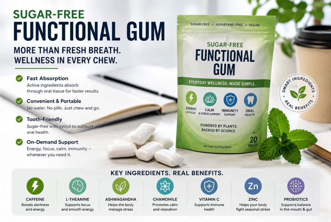 Functional gum for everyday wellness